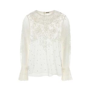 BODE Embroidered Sheer Blouse Women WHITE T-Shirts & Tops